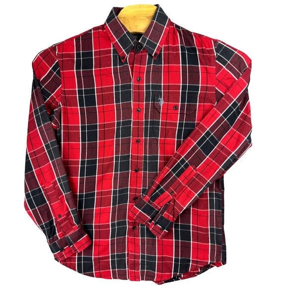 U.S.POLO ASSN. Other - U.S.POLO ASSN Flannel Shirt Men M Red & Black Plaid Slim Fit Long Sleeve Cotton